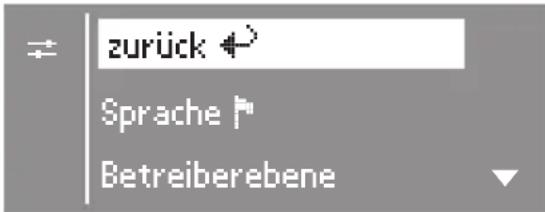 zurück Sprache Betreiberebene
