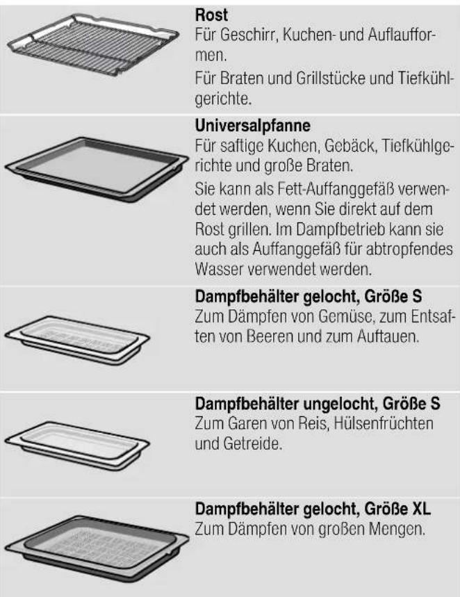 Rost Für Geschirr, Kuchen- und Auflaufformen. Für Braten und Grillstücke und Tiefkühlgerichte. Universalpfanne Für saftige Kuchen, Gebäck, Tiefkühlgerichte und große Braten. Sie kann als Fett-Auffanggefäß verwendet werden, wenn Sie direkt auf dem Rost grillen. Im Dampfbetrieb kann sie auch als Auffa…