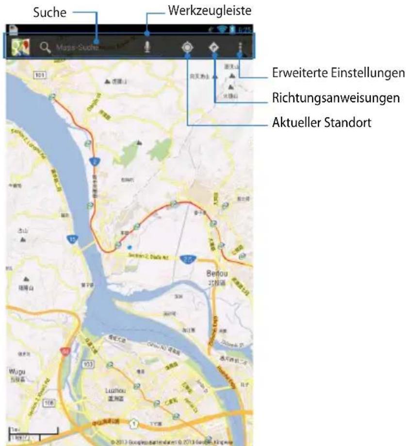 Suche Werkzeugleiste Maps-Suche Erweiterte Einstellungen Richtungsanweisungen Aktueller Standort