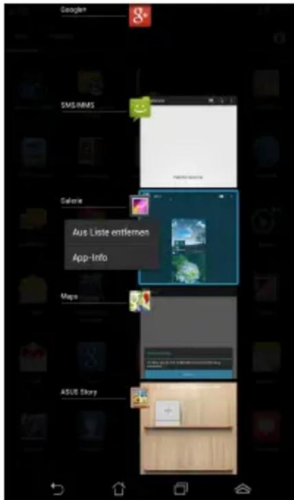 Google SMS/IMNS Calendar Aus Liste entlemen App-Info Maps ASUS Skary