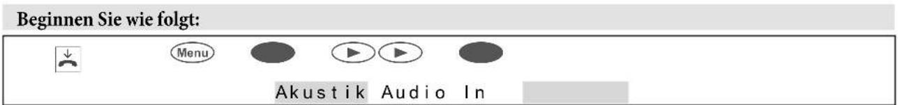 Beginnen Sie wie folgt: Menu Akustik Audio In