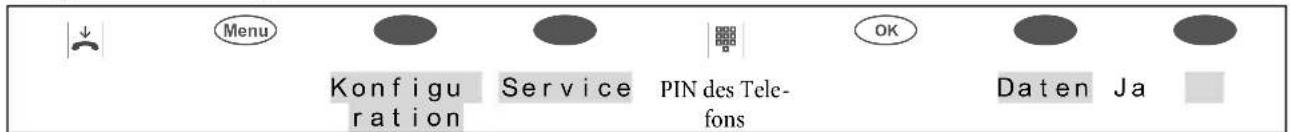 Menu Konfigu- ration Service PIN des Tele- fons OK Daten Ja
