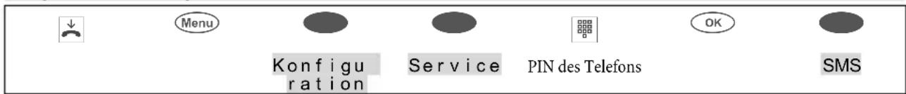 Menu Konfigu ration Service PIN des Telefons OK SMS