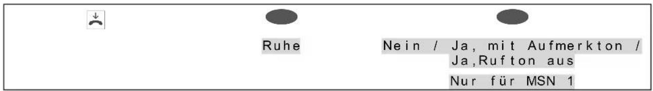 Ruhe Nein / Ja, mit Aufmerkton / Ja,Rufton aus Nur für MSN 1