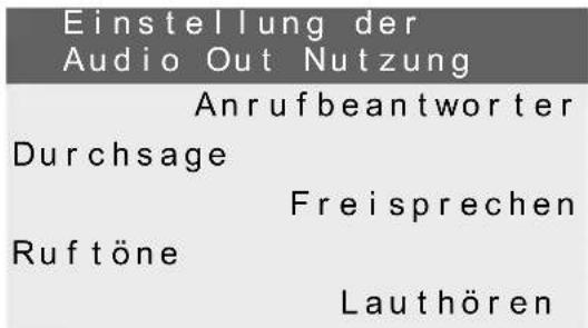 Einstellung der Audio Out Nutzung Anrufbeantworter Durchsage Freisprechen Ruftöne Lauthören