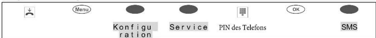 Menu Konfigu ration Service PIN des Telefons OK SMS
