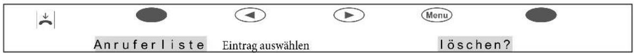 Anruferliste Eintrag auswählen Menu löschen?