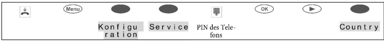 Menu Konfigu- ration Service PIN des Tele- fons OK Country