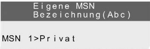 Eigene MSN Bezeichnung(Abc) MSN 1>Privat