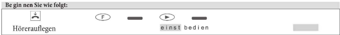Begin nen Sie wie folgt: Hörerauflegen F einst bedien