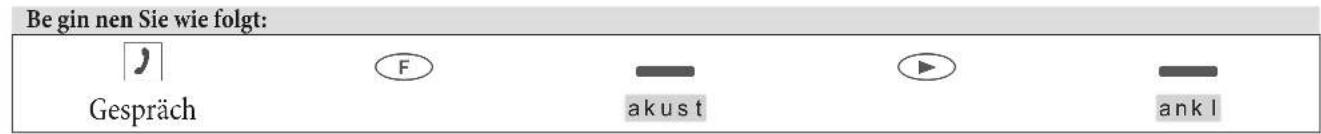 Begin nen Sie wie folgt: Gespräch F akust play ank l