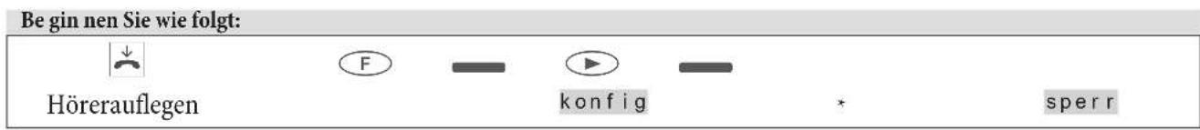 Be gin nen Sie wie folgt: Hörerauflegen F konfig sperr
