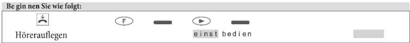 Begin nen Sie wie folgt: Hörerauflegen F - - - - einst bedien