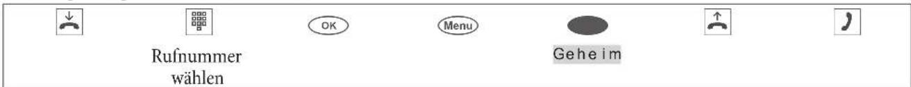 Rufnummer wählen OK Menu Geheim