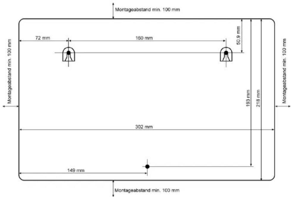 Montageabstand min. 100 mm 72 mm 160 mm 50.9 mm Montageabstand min. 100 mm 193 mm 218 mm 302 mm 149 mm Montageabstand min. 100 mm