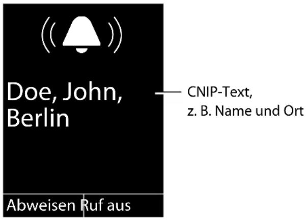Doe, John, Berlin CNIP-Text, z. B. Name und Ort Abweisen Ruf aus