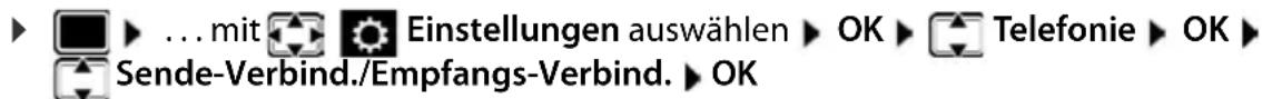 ... mit Einstellungen auswählen OK Telefonie OK Sende-Verbind./Empfangs-Verbind. OK