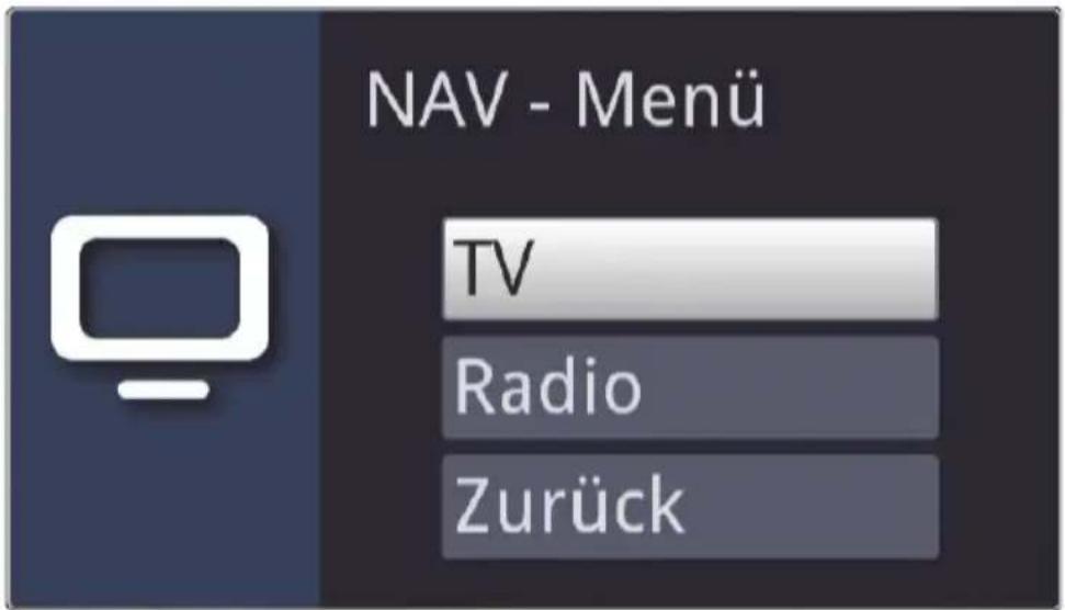 NAV - Menü TV Radio Zurück