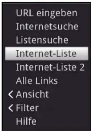 URL eingeben Internetsuche Listensuche Internet-Liste Internet-Liste 2 Alle Links < Ansicht < Filter Hilfe