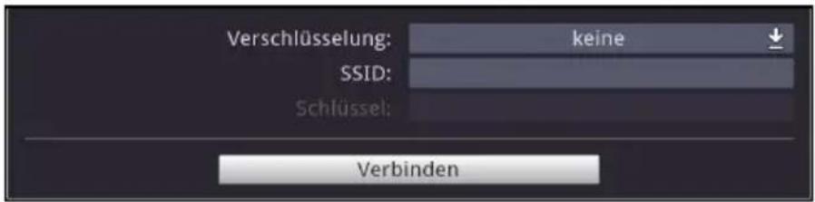 Verschlüsselung: keine SSID: Schlüssel: Verbinden