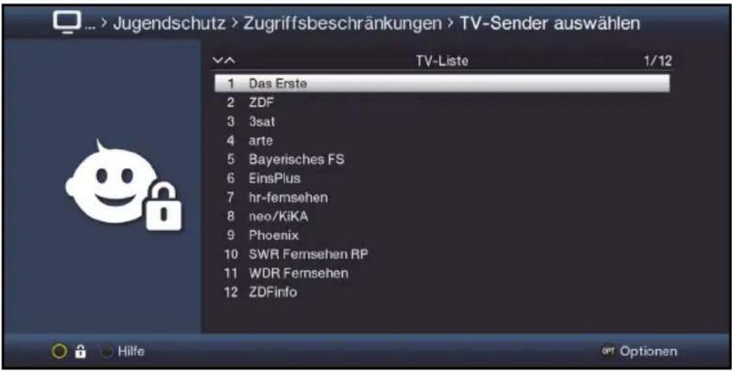 ... > Jugendschutz > Zugriffsbeschränkungen > TV-Sender auswählen TV-Liste 1/12 1 Das Erste 2 ZDF 3 3sat 4 arte 5 Bayerisches FS 6 EinsPlus 7 hr-femsehen 8 neo/KiKA 9 Phoenix 10 SWR Fernsehen RP 11 WDR Fernsehen 12 ZDFinfo