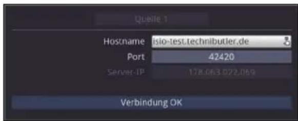 Quelle 1 Hostname islo-test.technibutler.de Port 42420 Server-IP 178.063.022.069 Verbindung OK