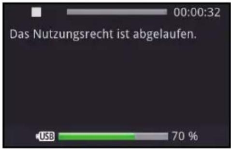 Das Nutzungsrecht ist abgelaufen. USB 70 %