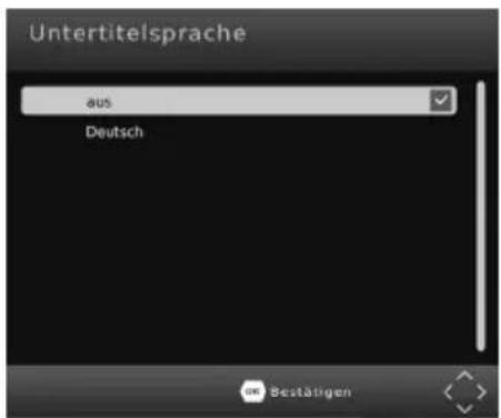 Untertitelsprache aus Deutsch Bestätigen