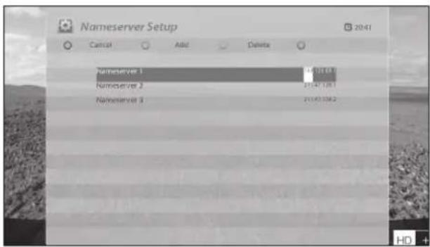 Nameserver Setup 2041 Cancel Add Delete Nameserver 1 31.11.01 Nameserver 2 31.14.10 Nameserver 3 31.15.10 NameServer 1 NameServer 2 NameServer 3