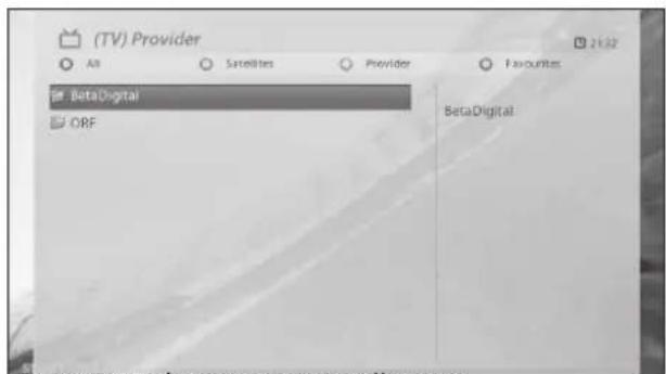(TV) Provider All Satellites Provider Favourites BetaDigital ORF BetaDigital