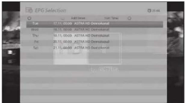 EPG Selection Tue 17.11.00:00 ASTRA HD Demokazal Wed 18.11.00:00 ASTRA HD Demokazal Thu 19.11.00:00 ASTRA HD Demokazal Fri 20.11.00:00 ASTRA HD Demokazal Sat 21.11.00:00 ASTRA HD Demokazal
