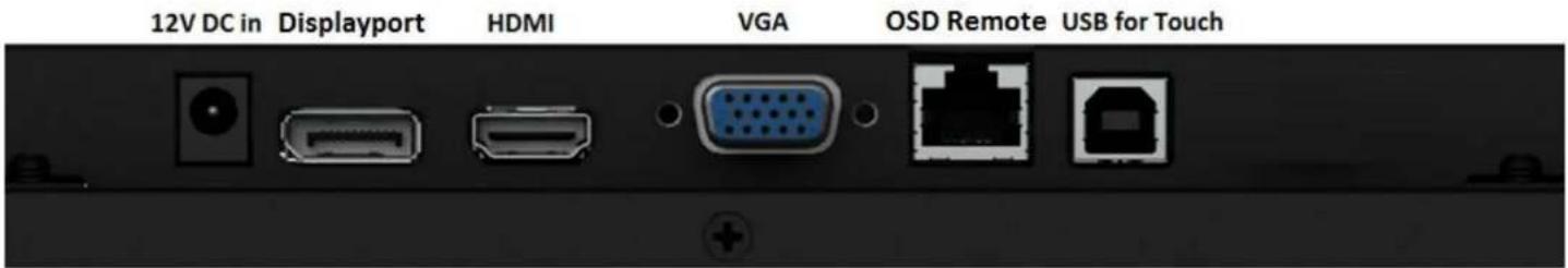 12V DC in Displayport HDMI VGA OSD Remote USB for Touch