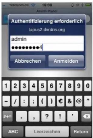 Authentifizierung erforderlich lupus2.dvrdns.org admin *********4 Abbrechen Anmelden 1 2 3 4 5 6 7 8 9 0 - / : ; ( ) € & @ " #+= . , ? ! ' ABC Leerzeichen Return