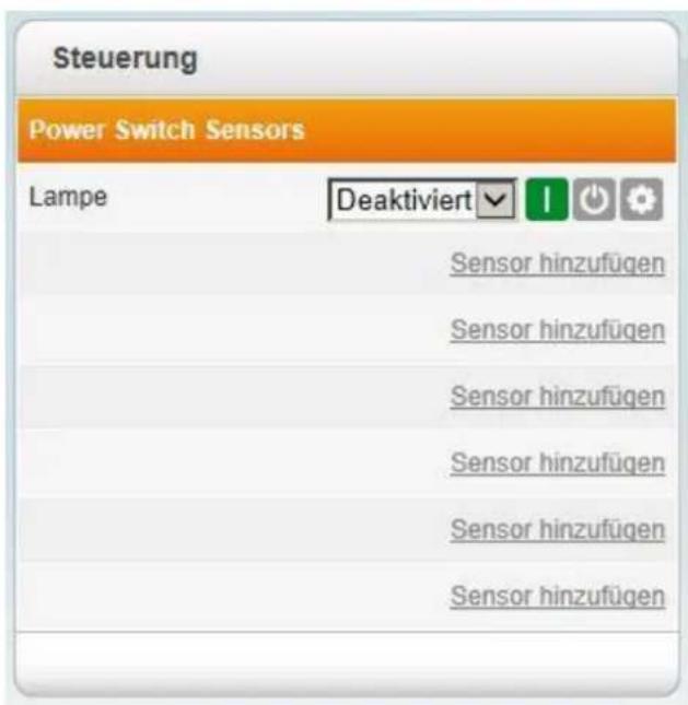 Steuerung Power Switch Sensors Lampe Deaktiviert Sensor hinzufügen Sensor hinzufügen Sensor hinzufügen Sensor hinzufügen Sensor hinzufügen Sensor hinzufügen Sensor hinzufügen
