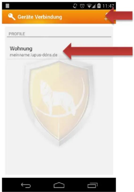Geräte Verbindung PROFILE Wohnung meinname.lupus-ddns.de