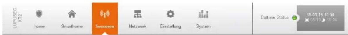 LUPUSEC XT2 Home Smarthome Sensoren Netzwerk Einstellung System Battery Status 19.03.15 10:00 06:19 18:24