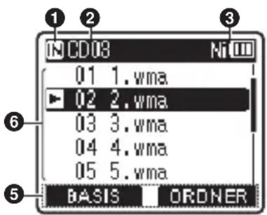 OLYMPUS WS-831 - Listenanzeige ① Listenanzeige ② - 2