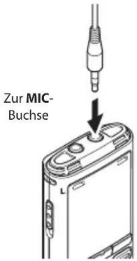 OLYMPUS WS-831 - Schließen Sie das externe Mikrofon an der MIC-Buchse am Voice Rekorder an. - 1