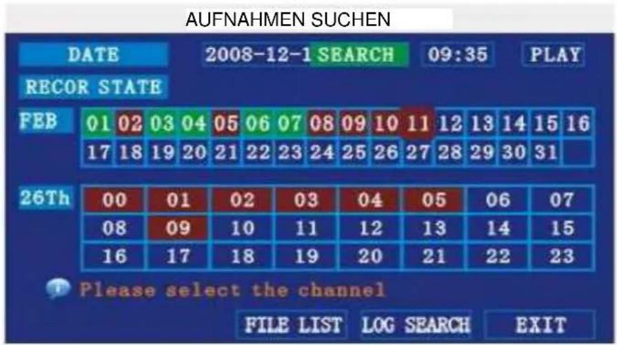 ELRO DVR74S - Methode 2: Suche mittels Aufnahmestatus: - 1