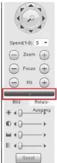 Speed(1-8): 5 Zoom Focus Iris Bild Relais- Ausgang Reset
