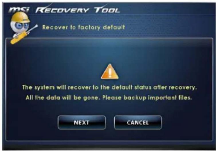 MSI Cubi-224FR - > System Recovery (Werkseinstellungen zurücksetzen) - 2