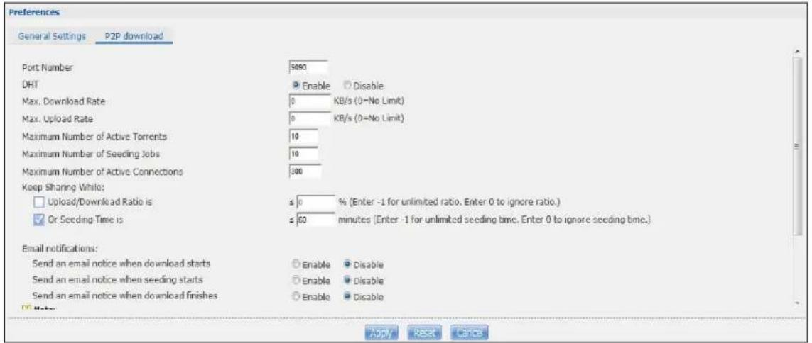 ZYXEL NAS520-8T - Configuring the P2P Download Settings - 1