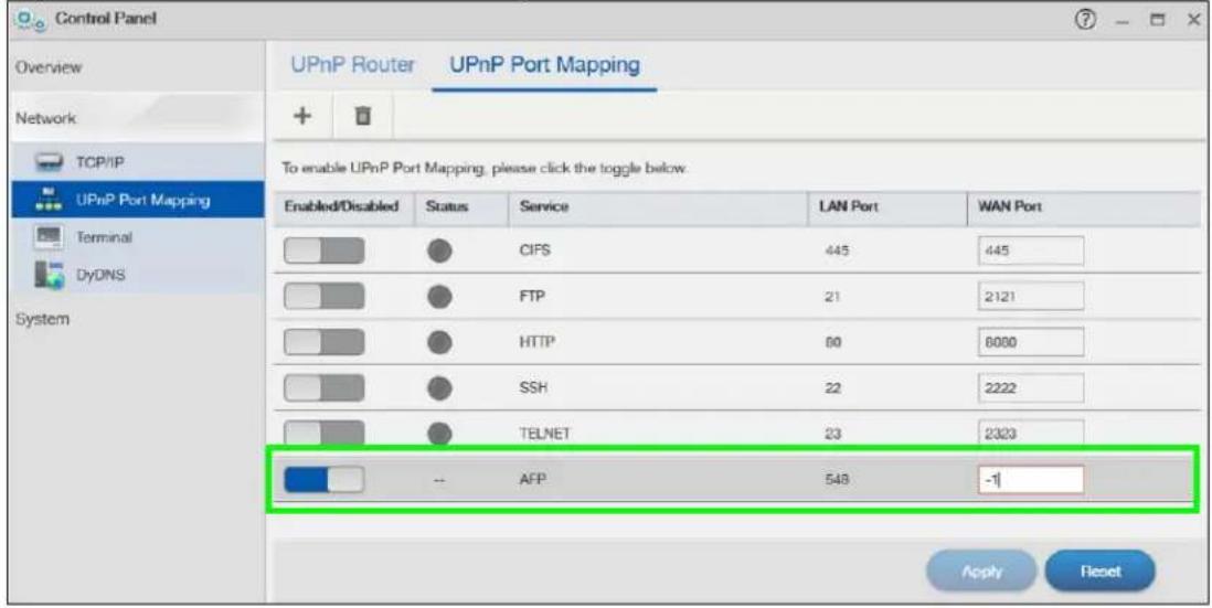 ZYXEL NAS520-8T - Adding a Port Mapping Rule - 2