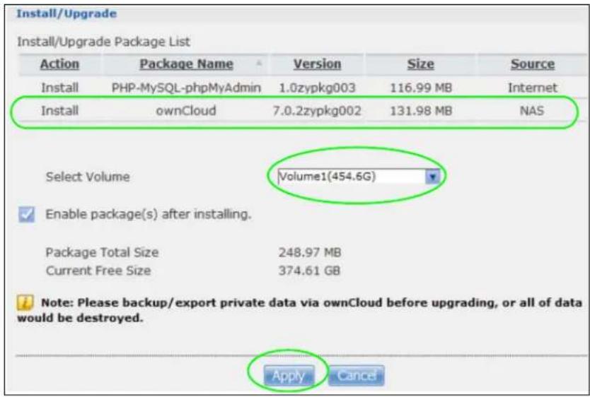 ZYXEL NAS520-8T - ownCloud Setup - 2