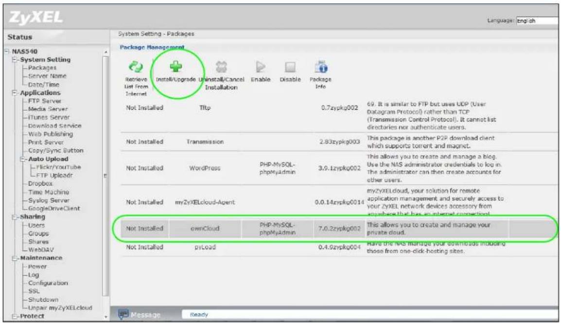 ZYXEL NAS520-8T - ownCloud Setup - 1