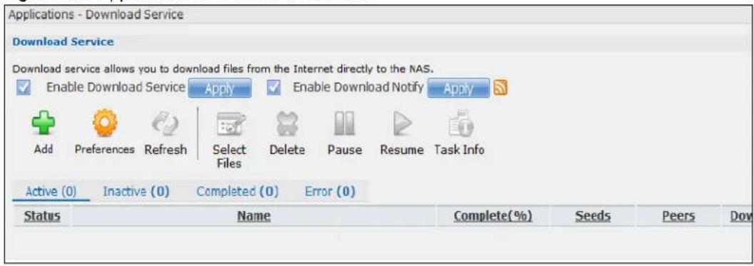 ZYXEL NAS520-8T - Download Service Screen - 1