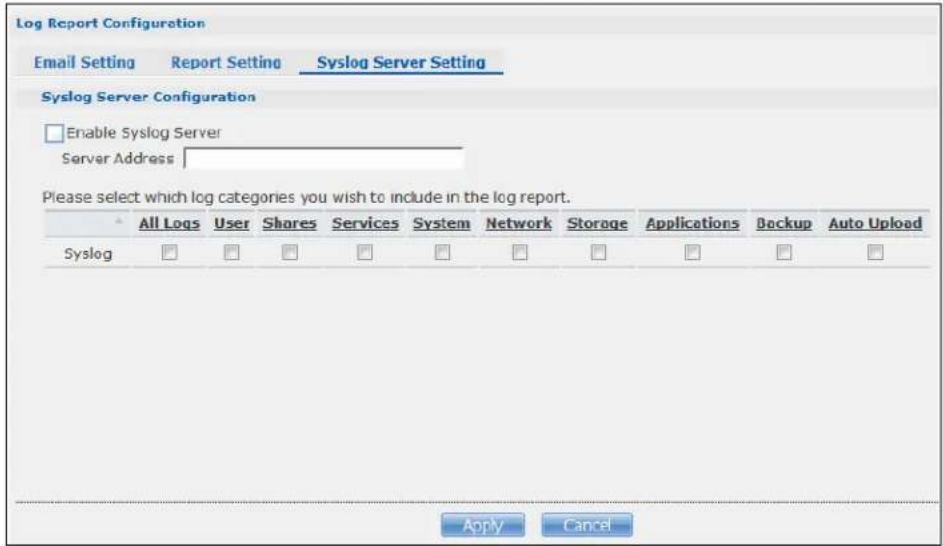 ZYXEL NAS520-8T - Syslog Server Setting - 1