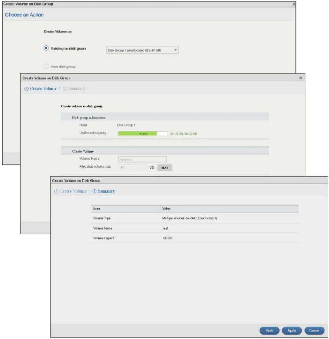 ZYXEL NAS520-8T - Creating a Volume on Disk Group - 1
