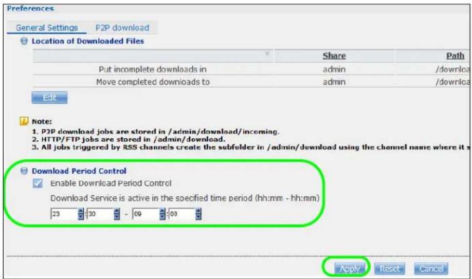 ZYXEL NAS520-8T - Configuring the Download Service Preferences - 1