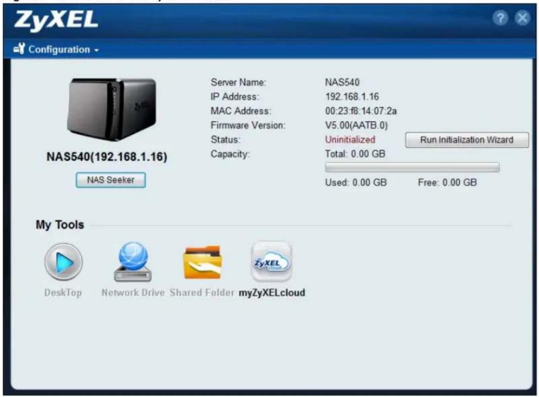 ZYXEL NAS520-8T - Main NAS Starter Utility Screen - 1